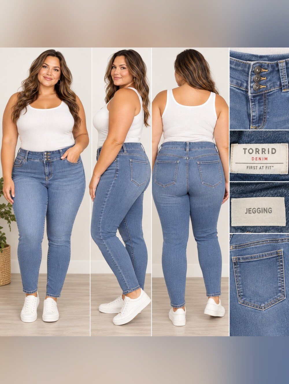 Torrid Women’s Plus Size 18R Denim Jegging Jeans – Blue Stretch Skinny 3 Button